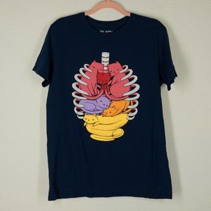 BLACK MATTER Anatomicat Anatomy Cat Navy Short Sleeve Shirt size M